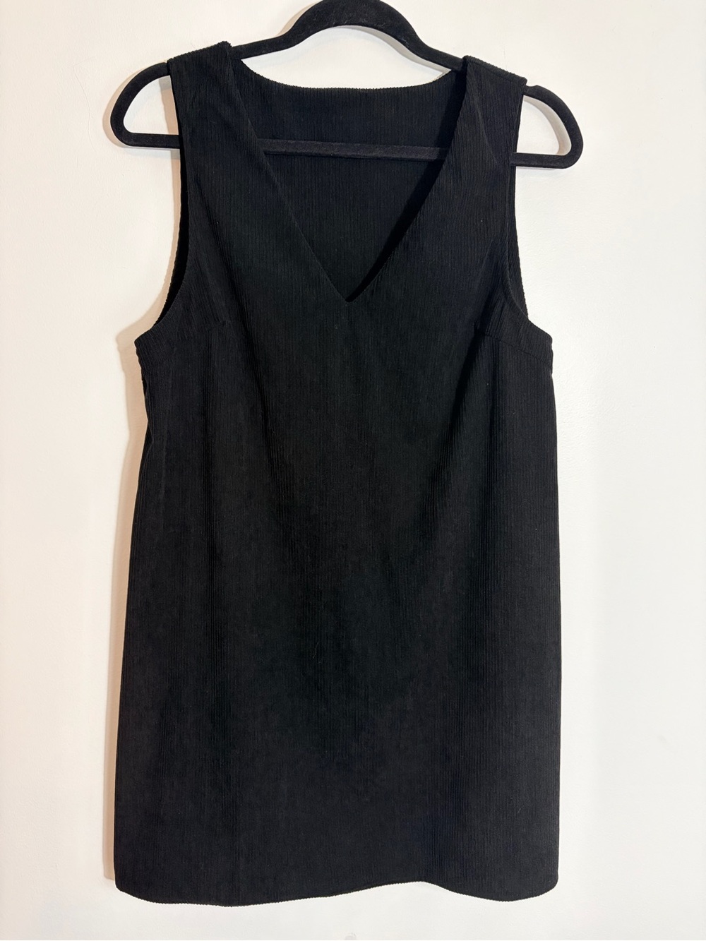 SHEIN Black Sleeveless V-Neck Shift Dress corduroy feel jumper large